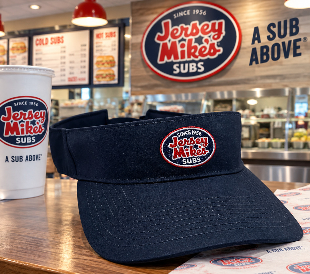 Jersey Mike's Navy Adjustable Visor Hat One Size Unisex Employee Uniform NWOT